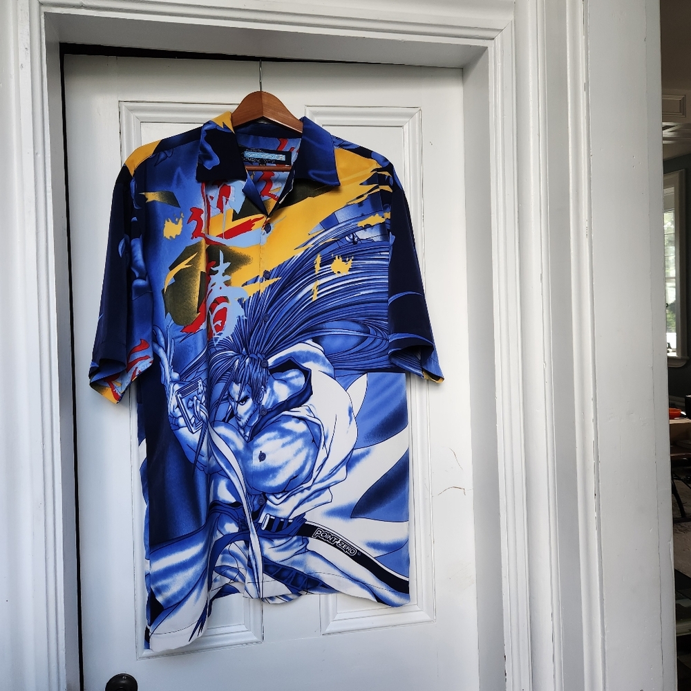 Point Zero Blue and Yellow Graphic Men's Shirt